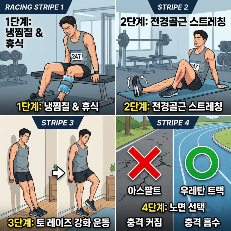 정강이 통증(신스필린트) 회복 4단계