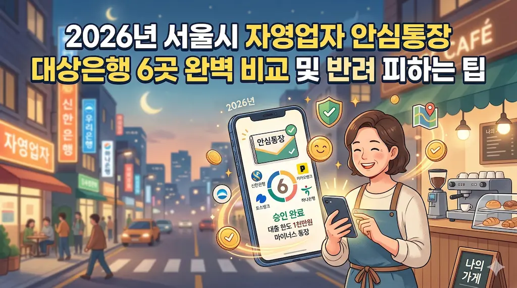 2026년 서울시 자영업자 안심통장 대상은행 6곳 완벽 비교 및 반려 피하는 팁