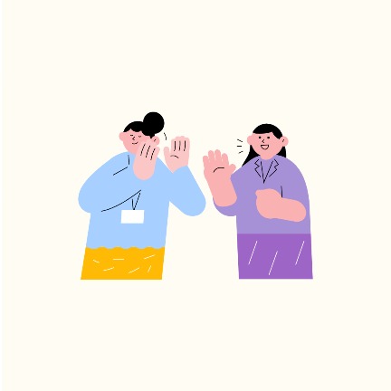 MBTI 궁합 테스트 친구&amp;#44; 연인 궁합과 관련하여 두 사람이 대화하는 그림
