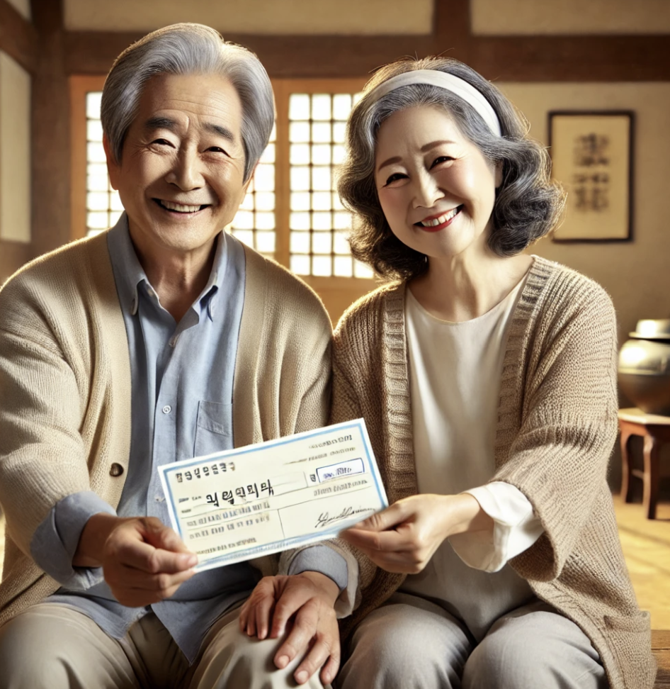 연금을 받는 노부부 모습