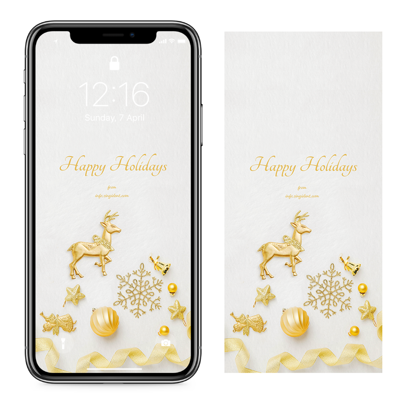 06 금색 사슴장식 C - Happy Holidays 크리스마스배경화면