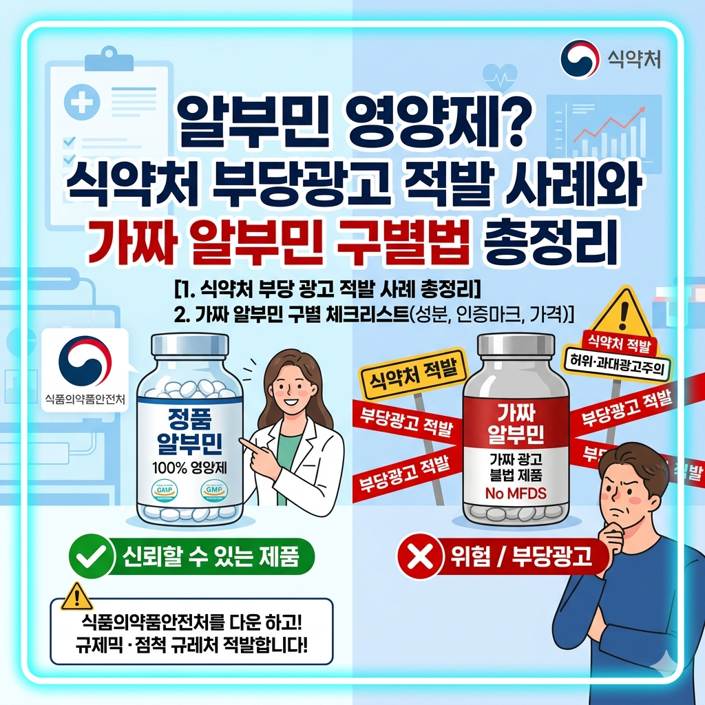 식약처 부당광고 적발: 알부민 영양제의 배신? 업체 명단 및 효능의 진실 (HLB제약 등)