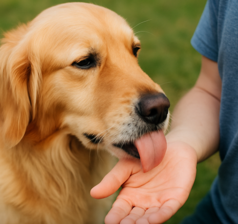 사람 손 핥는 반려견
