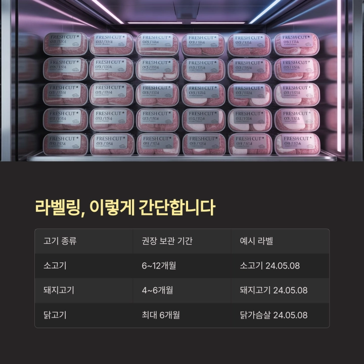 날짜 라벨 하나로 똑똑하게 냉동 고기 관리하는 법