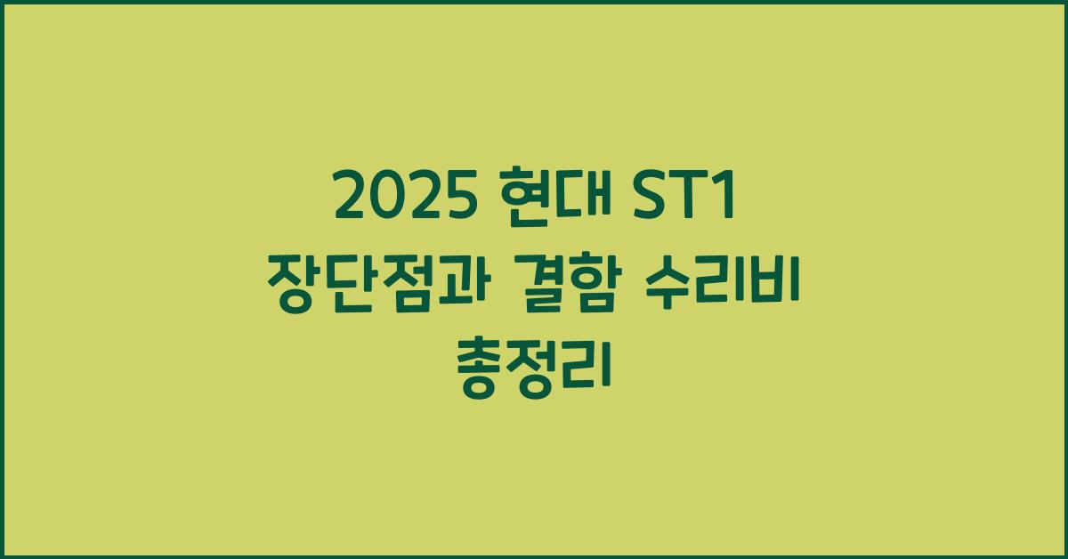 2025 현대 ST1 장단점 결함 수리비