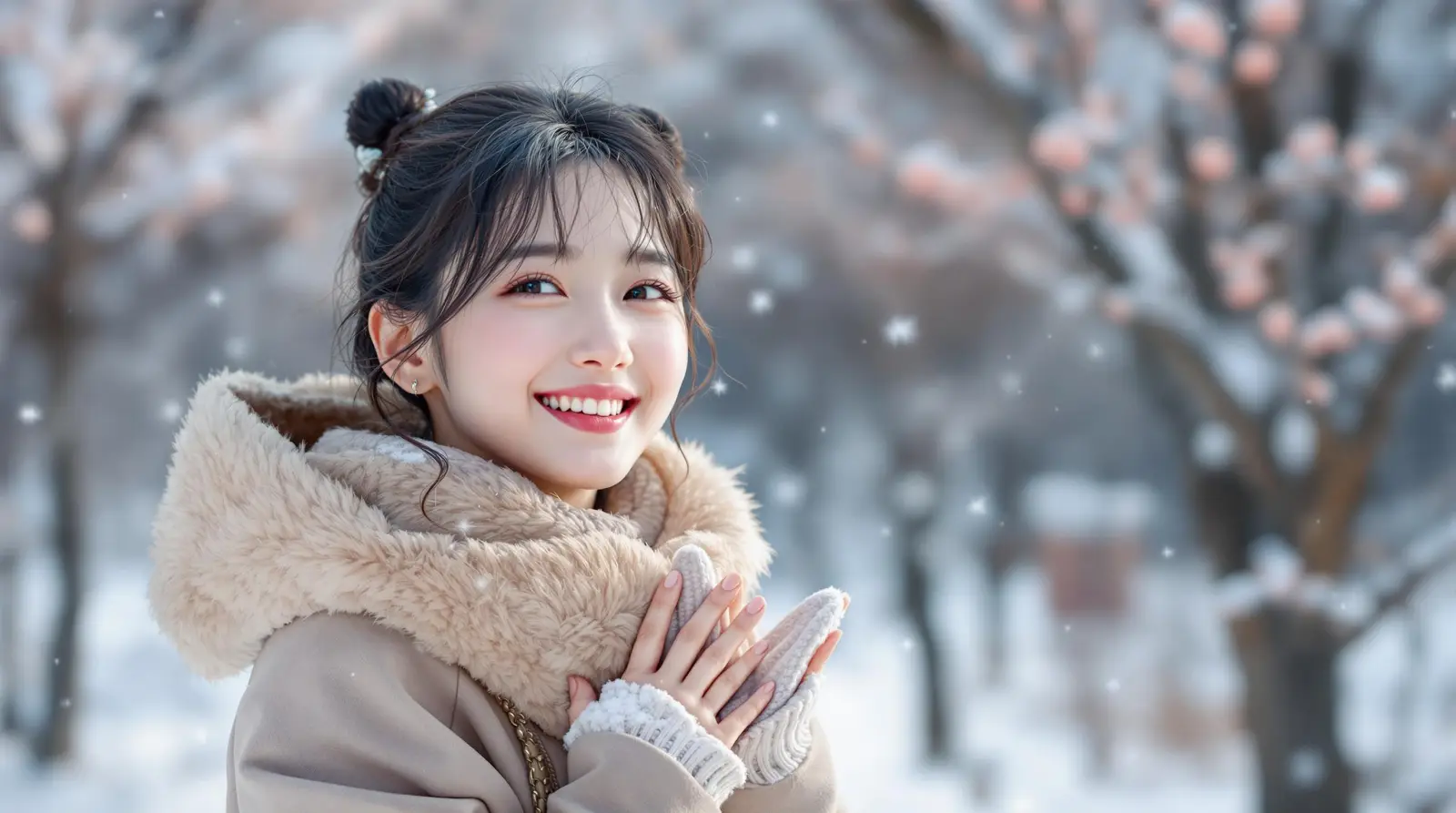 2월 인사말을 전하는 여성
