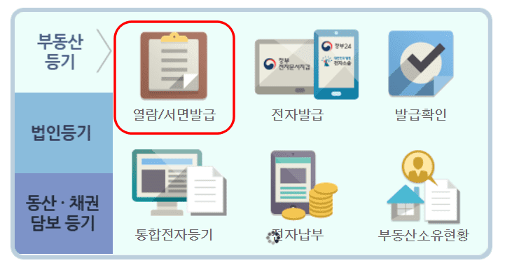 등기부등본 인터넷발급 방법 (대한민국 법원)