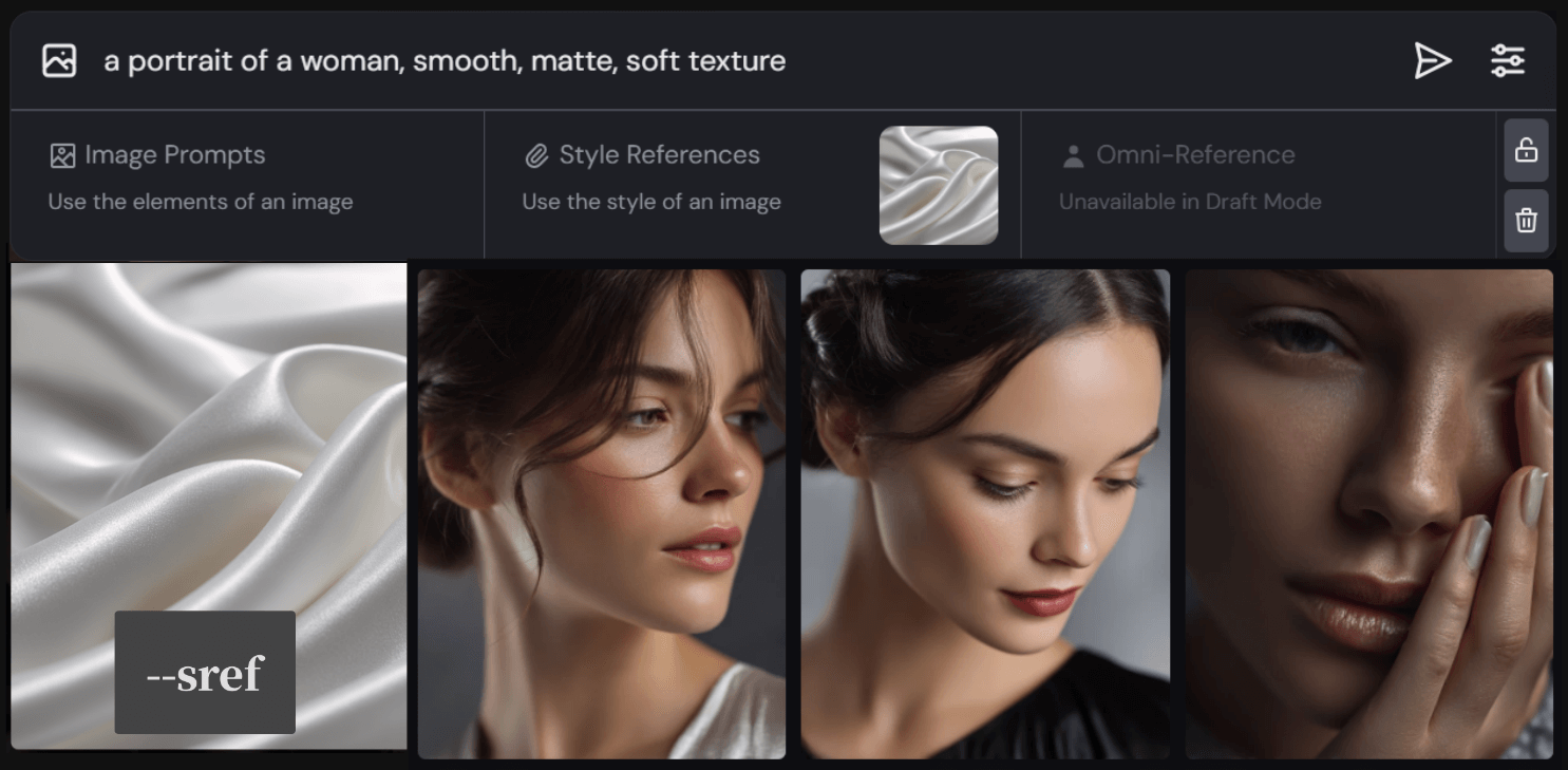 기본+질감+sref 우먼 포트레이트 예시 Midjourney