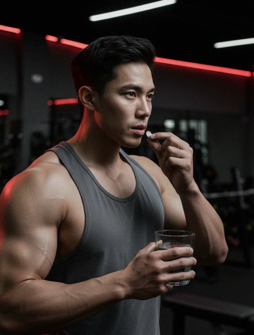 Korean Asian man in his 30s sitting on sofa looking tired after weekend exercise