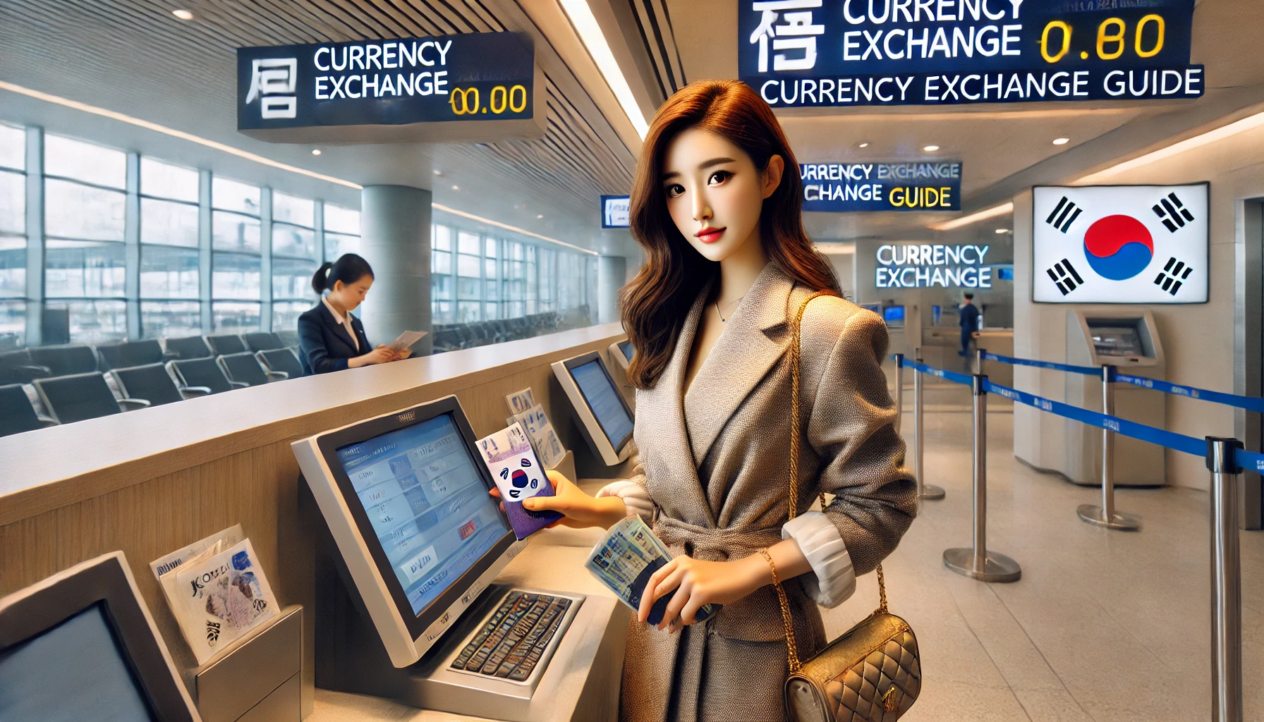 해외여행 시 환전하는 이미지