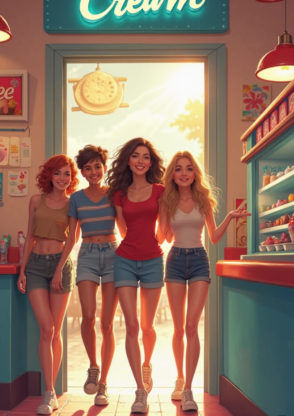 아이스크림 가게에 들어가는 청소년