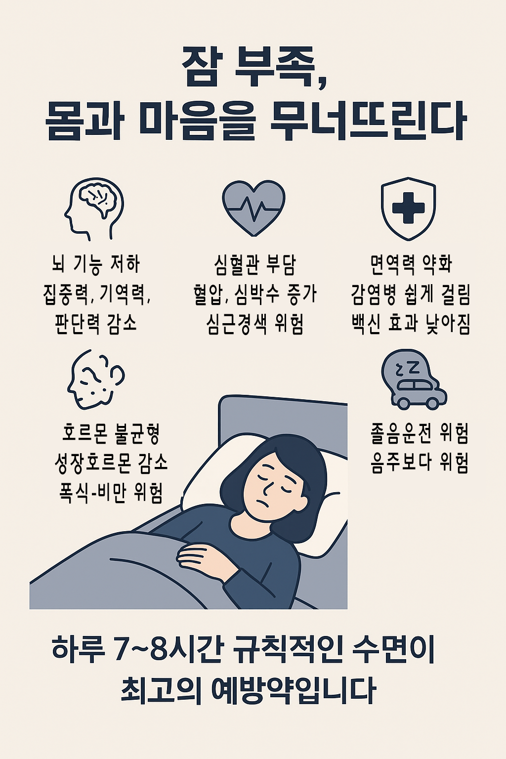 잠부족 몸과 마을을 무너뜨린다.