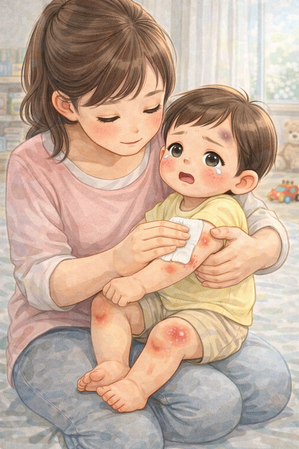 아기 지혈하는 모습의 이미지