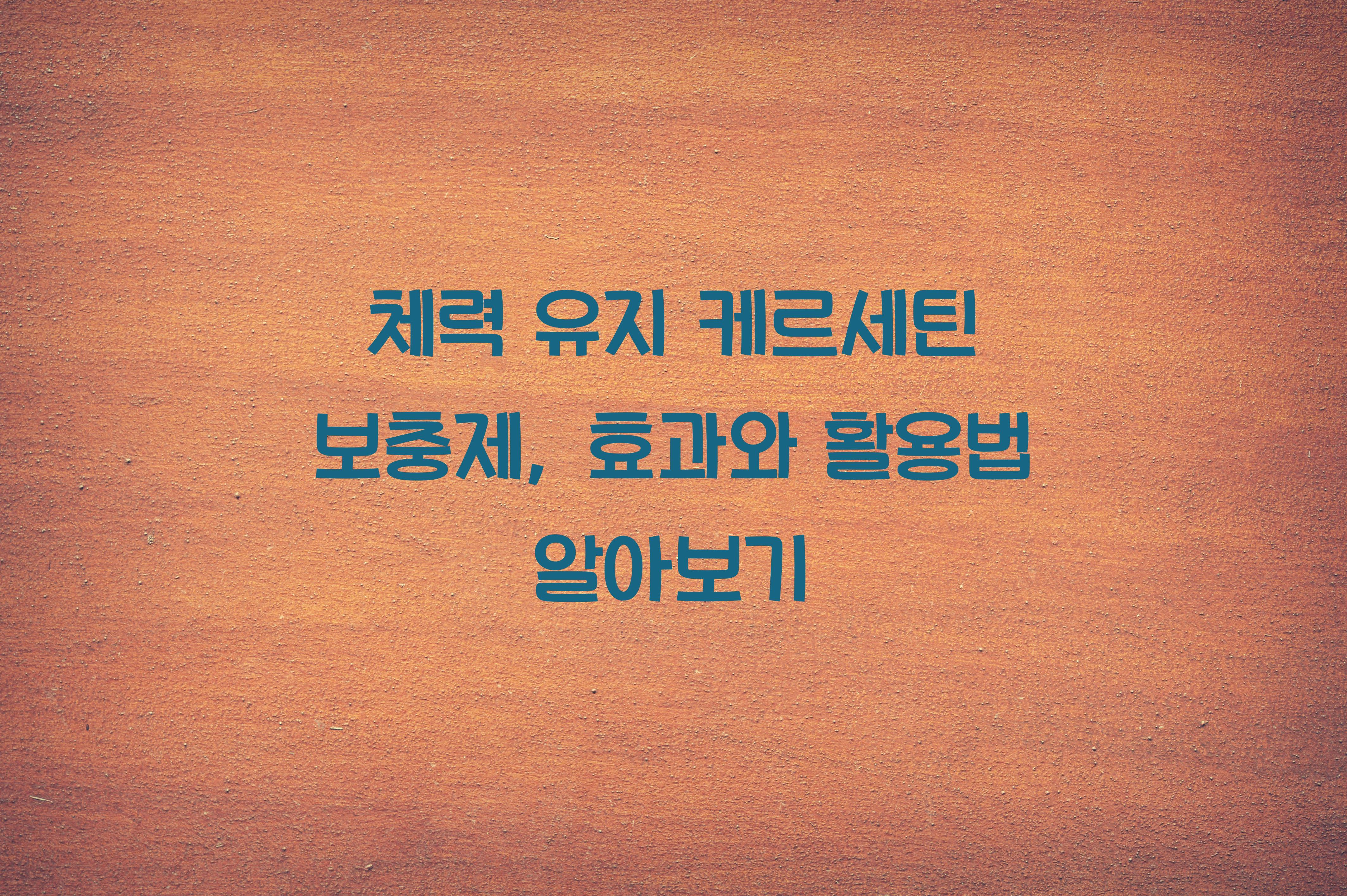 체력 유지 케르세틴 보충제