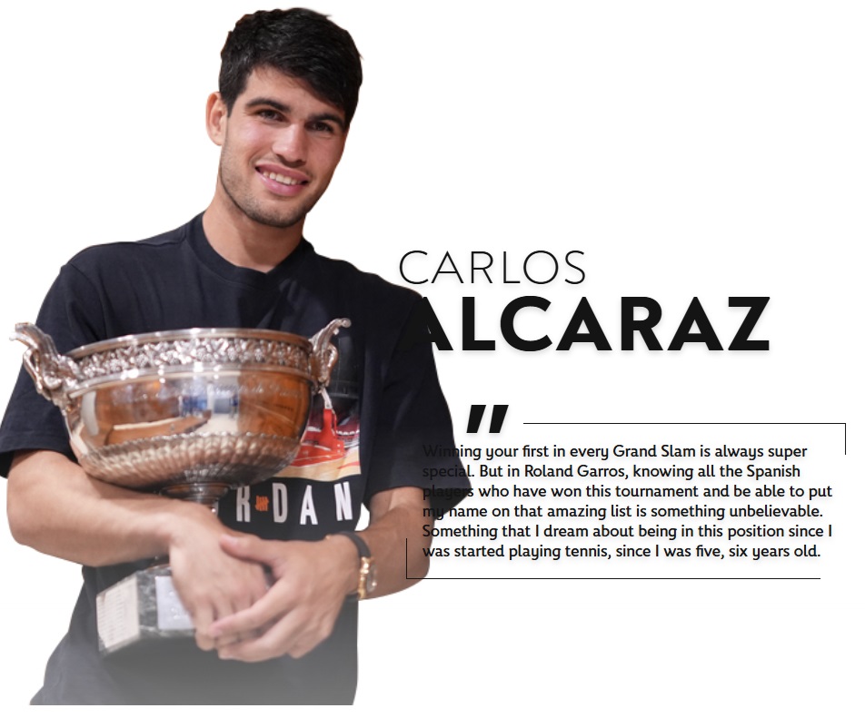 롤랑가로스 챔피언 방어 타이틀에 나서는 알카라즈의 모습(2024년 우승당시)