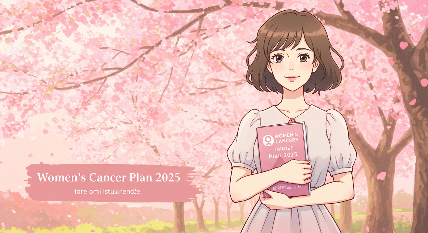 여성전용 암보험을 소개하는 여성 인물 일러스트