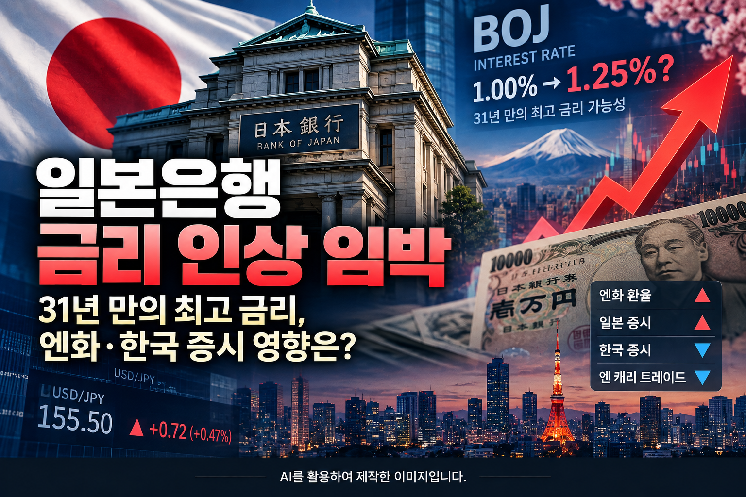 2026년 일본은행 BOJ 금리 인상 전망과 엔화 환율 및 한국 증시 영향