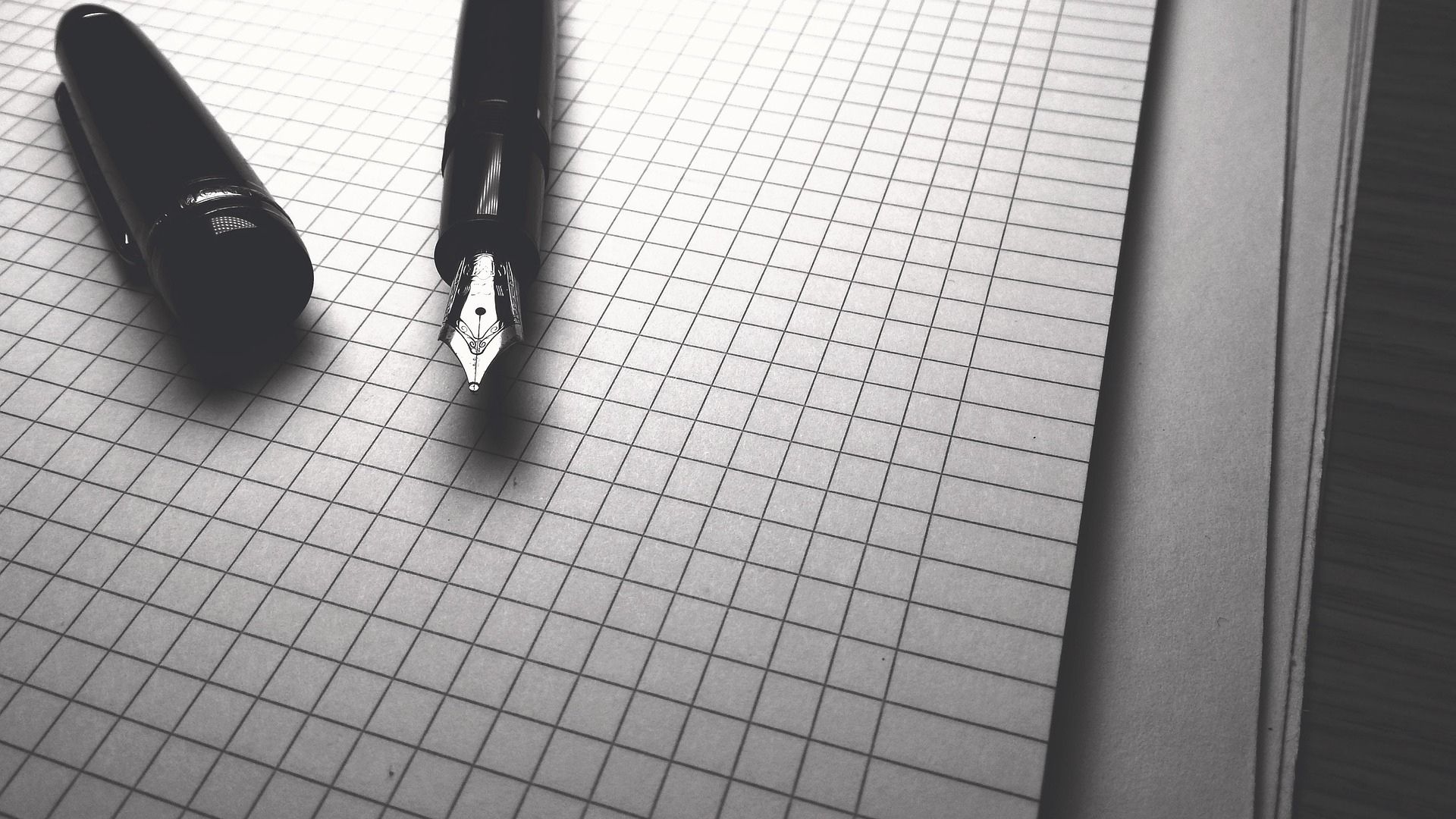 만년필과 모눈종이 사진