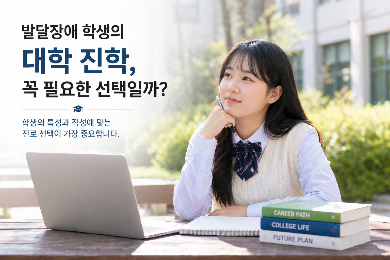 대학 진학을 고민하고 있는 학생의 모습