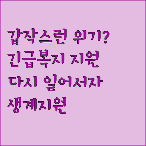 갑작스런 위기? 긴급복지 생계지원으로..