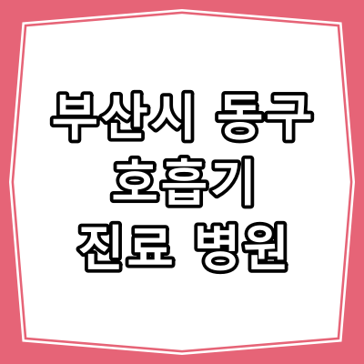 부산시 동구 호흡기 내과 진료 동네 병원