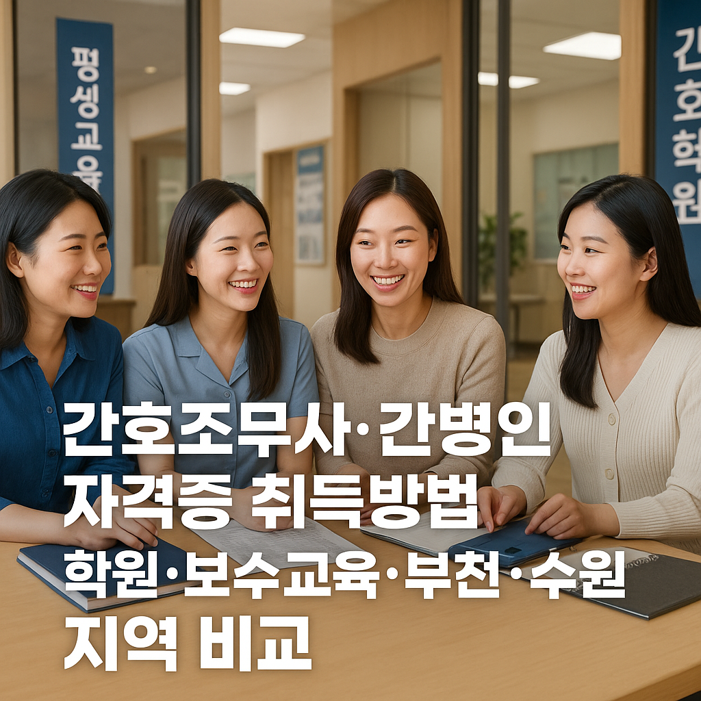 간호조무사 간병인 자격증 취득방법, 학원&middot;보수교육&middot;부천&middot;수원 지역 비교