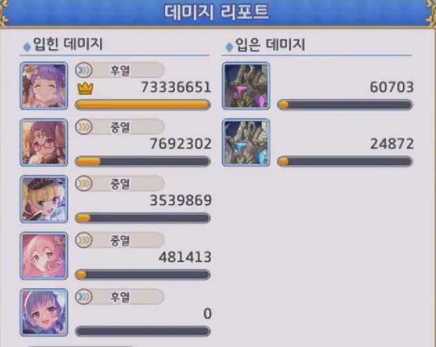 1번째 파티 데미지 리포트