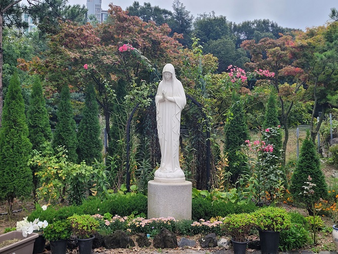 용인 동백성요셉성당 성모동산 성모상 사진