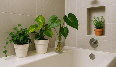 아파트 욕실 식물 배치 사진