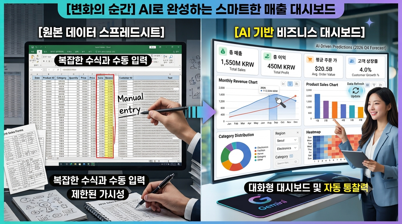 스프레드시트 표가 AI 대시보드로 변환되는 과정