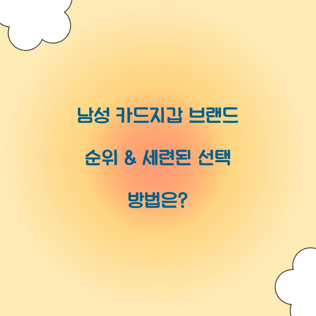 남성 카드지갑 브랜드 순위