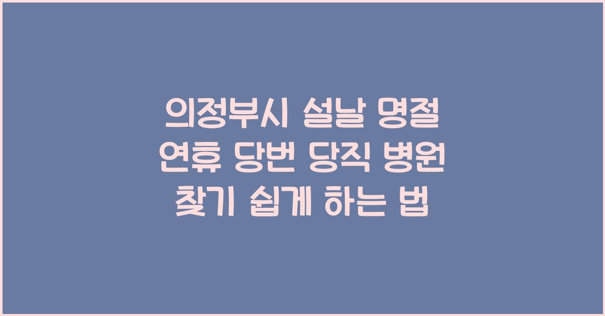 의정부시 설날 명절 연휴 당번 당직 병원 찾기