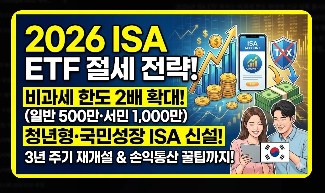 ISA ETF 투자 혜택 [2026년 개정] 청년형&middot;국민성장 ISA 비교 및 절세 극대화 전략