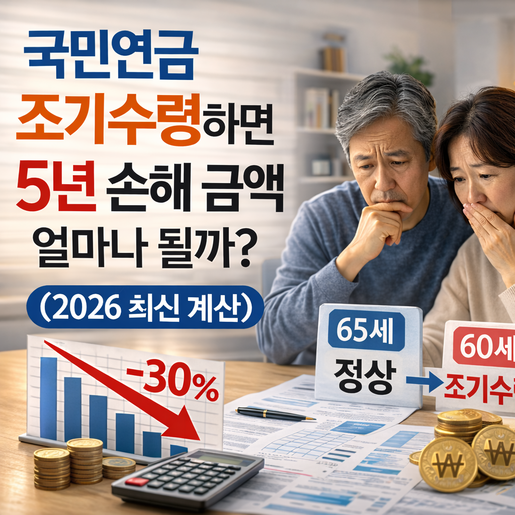 국민연금 조기수령하면 5년 손해 금액 얼마나 될까? (2026 최신 계산)