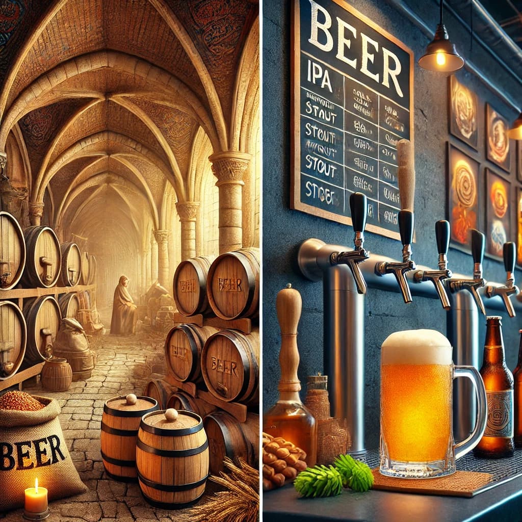 중세 수도원맥주 VS 현대 크래프트 맥주 이미지