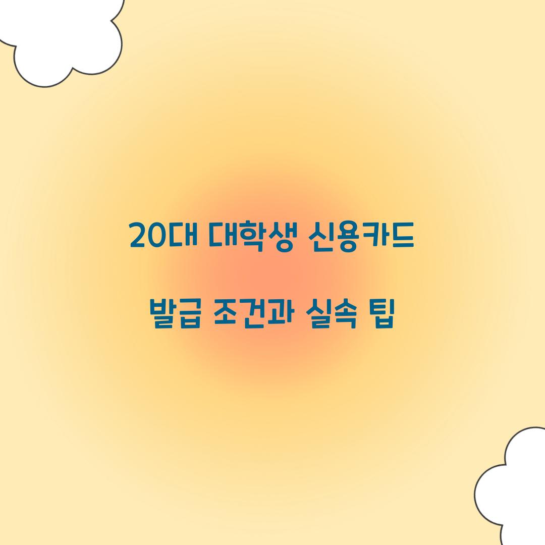 20대 대학생 신용카드 발급