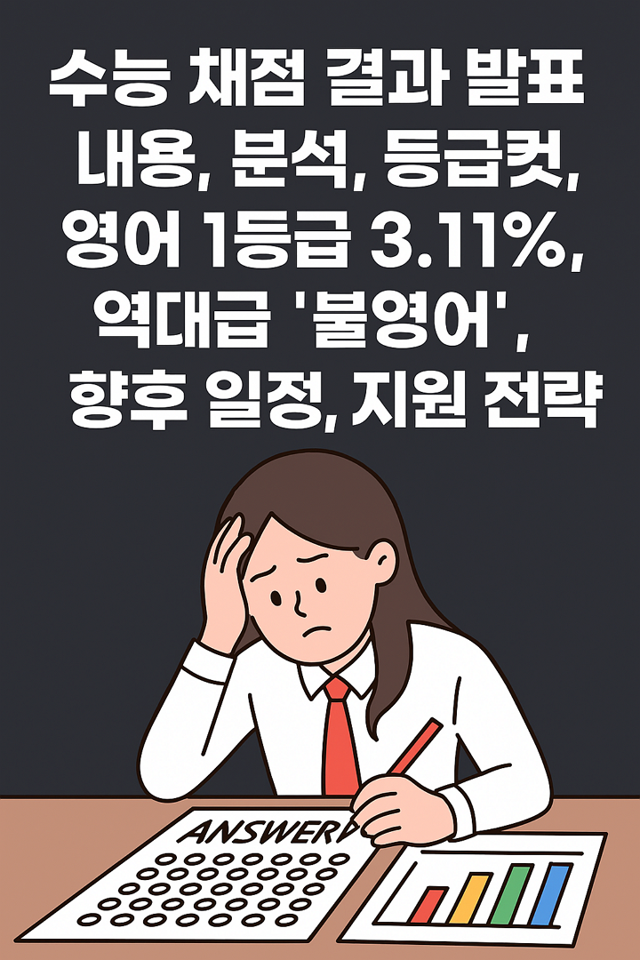 수능 채점 결과 발표 내용, 분석, 등급컷, 영어 1등급 3.11%, 불영어, 만점자수, 향후 일정, 지원 전략