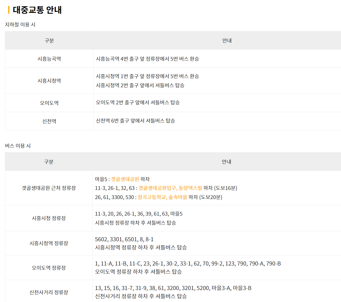 시흥갯골 축제 교통 안내 및 지도