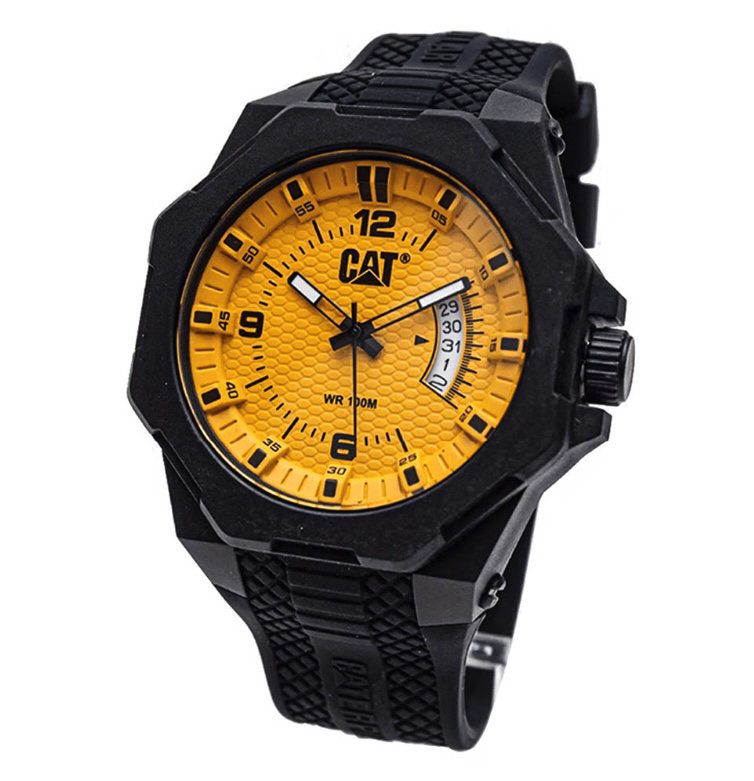 브랜드 속 노랑+검정 캐터필라