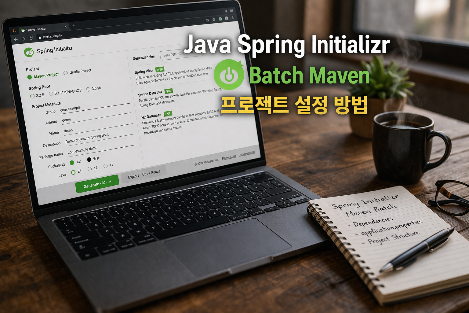 Java Spring Initializr Batch Maven 프로젝트 설정 방법