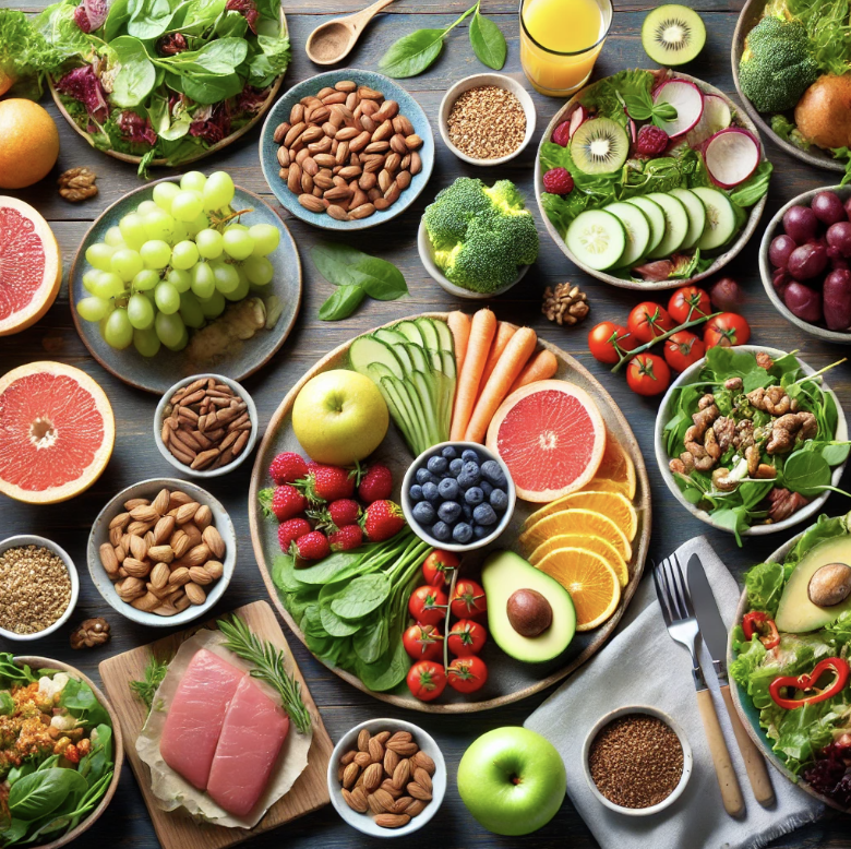 저속 노화 식단의 예시를 표현한 사진