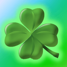 네모난 파란색과 초록색의 그라데이션 상자안에 초록색 네잎클로버