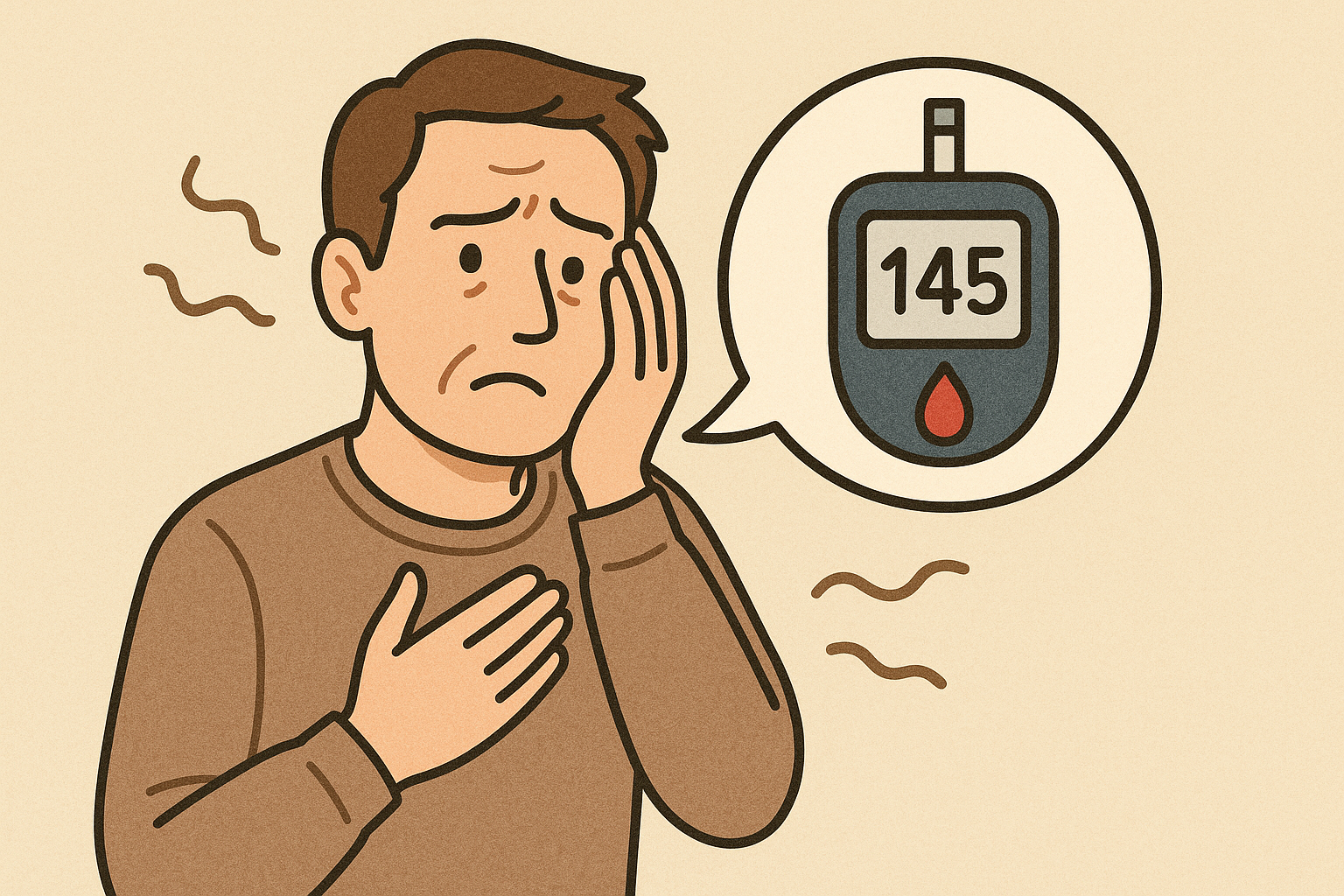 혈당을 걱정하는 남자 그림