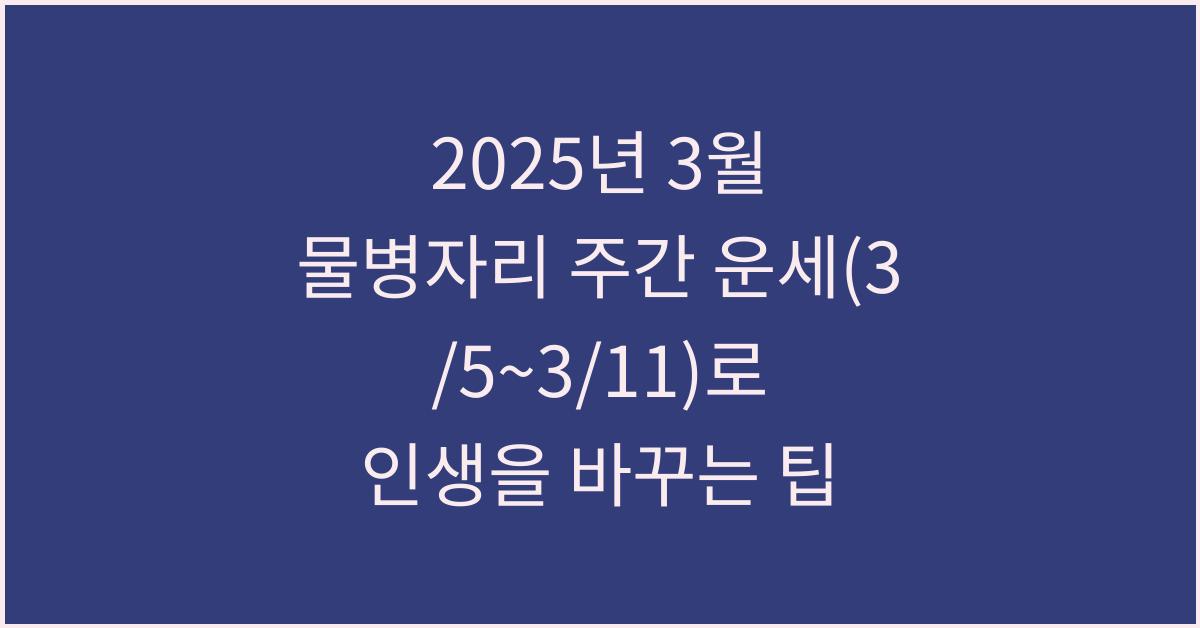 2025년 3월 물병자리 주간 운세(3/5~3/11)