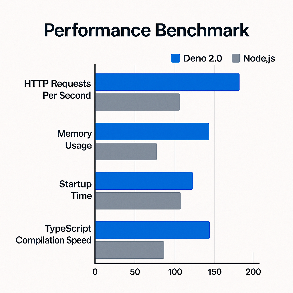 Deno 2.0과 Node.js 성능 벤치마크 차트