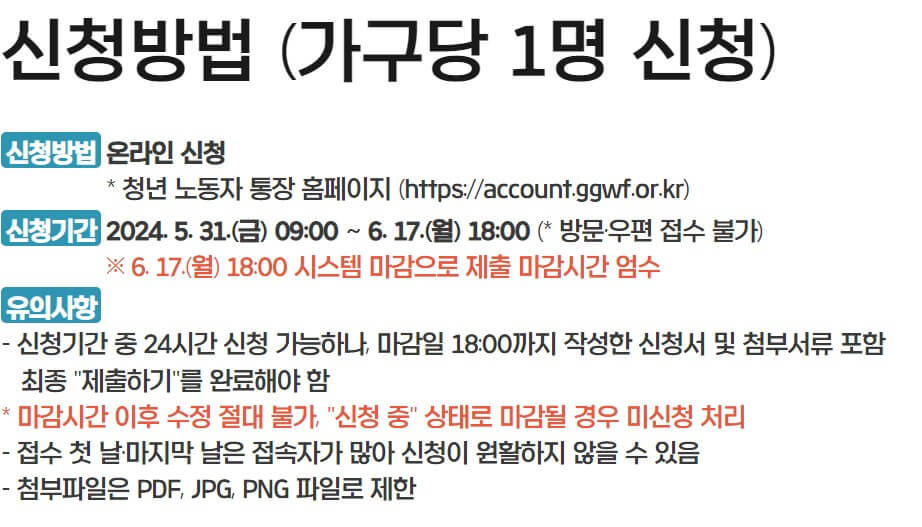 청년 노동자 통장 신청방법