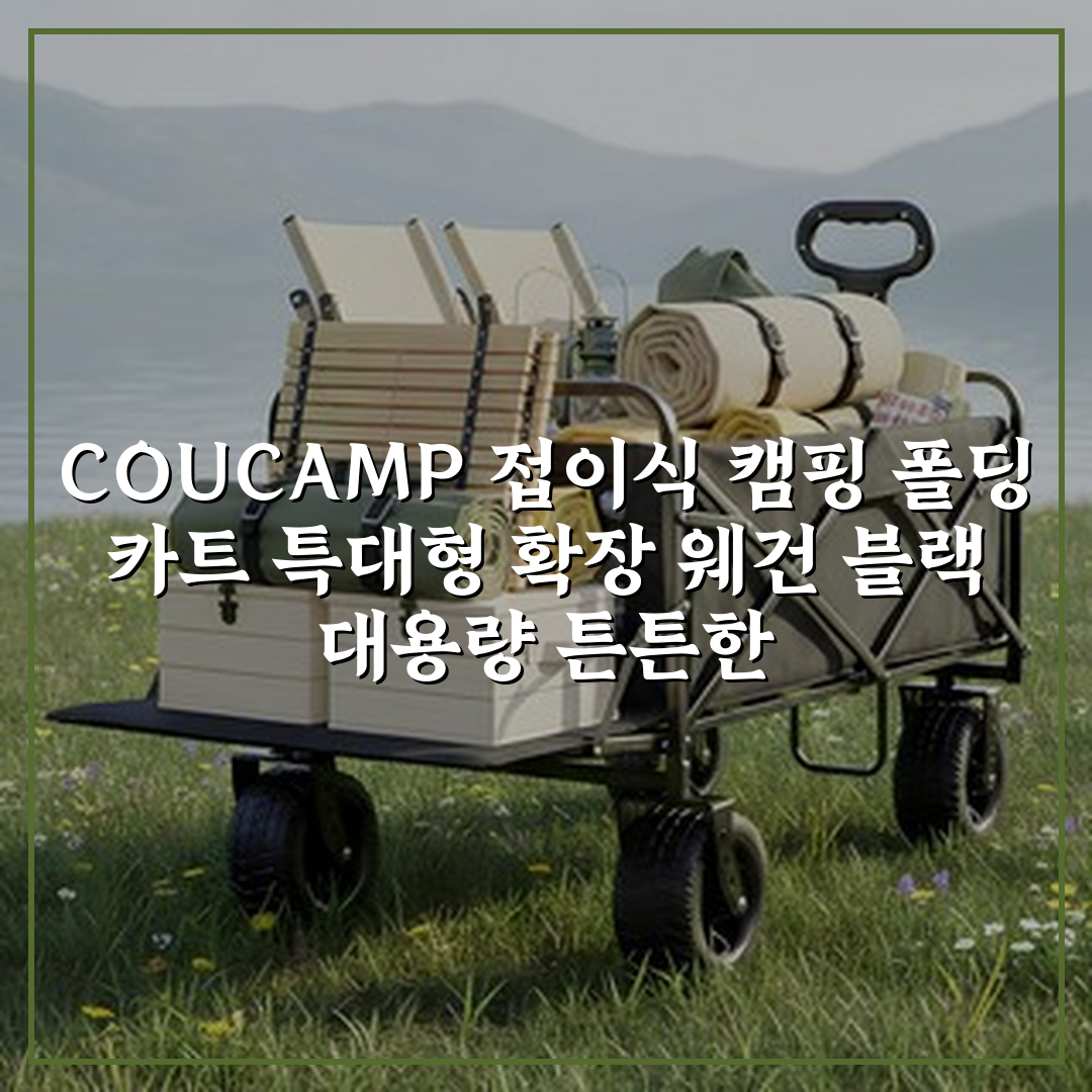 COUCAMP 접이식 캠핑 폴딩 카트 특대형 확장 웨건, 1개, 블랙 상세 보기