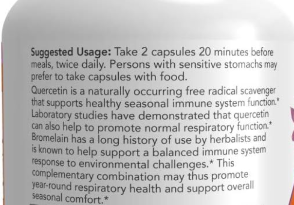 비염 완화 꽃가루 송화가루 봄 환절기 가을 알러지 알레르기 면역 호흡기 콧물 재채기 퀘르세틴 브로멜라인 quercetin bromelain Doctor's Best nutricost nowfoods