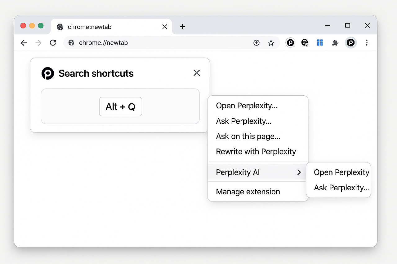 Perplexity AI 크롬 확장 프로그램 사용 인터페이스