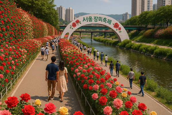 중랑천을 물들이는 장미의 향연, 제17회 중랑 서울장미축제